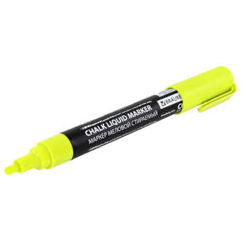 Маркер меловой CHALK LIQUID MARKER, ЖЕЛТЫЙ, 3 мм, стираемый, BRAUBERG "CHALK", 152590 за 94 ₽. Маркеры меловые. Доставка по России. Без переплат!