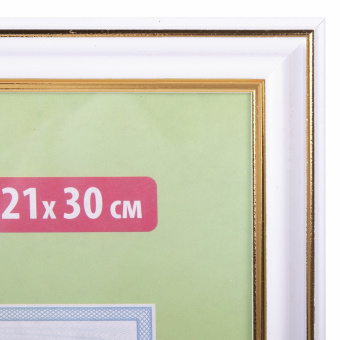 Рамка 21х30 см, пластик, багет 20 мм, BRAUBERG "HIT3", белая с двойной позолотой, стекло, 390983 за 211 ₽. Рамки для дипломов, сертификатов, грамот, фотографий. Доставка по России. Без переплат!
