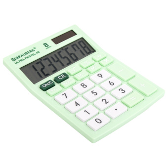 Калькулятор настольный BRAUBERG ULTRA PASTEL-08-LG, КОМПАКТНЫЙ (154x115 мм), 8 разрядов, двойное питание, МЯТНЫЙ, 250515 за 618 ₽. Калькуляторы настольные. Доставка по России. Без переплат!