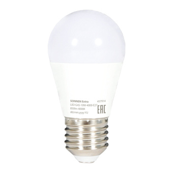 Лампа светодиодная SONNEN EXTRA, 10 (85) Вт, E27, шар, нейтральный белый, 30000 ч, LED G45-10W-4000-Е27, 457914 за 77 ₽. Лампы светодиодные. Доставка по России. Без переплат!