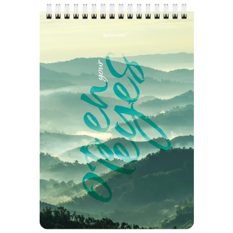 Блокнот А5 (146х206 мм), 60 л., гребень, картон, клетка, BRAUBERG, "Горы в облаках", 114361 за 67 ₽. Блокноты. Доставка по России. Без переплат!