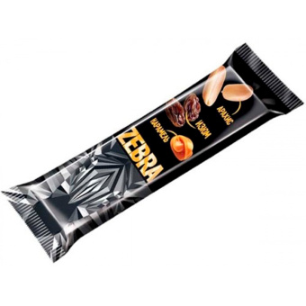 Батончик вафельный глазированный ZEBRA с изюмом и арахисом в мягкой карамели, 40 г, в шоу-боксе, ЯВ252 за 50 ₽. Конфеты фасованные. Доставка по России. Без переплат!