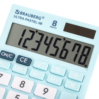 Калькулятор настольный BRAUBERG ULTRA PASTEL-08-LB, КОМПАКТНЫЙ (154x115 мм), 8 разрядов, двойное питание, ГОЛУБОЙ, 250513 за 618 ₽. Калькуляторы настольные. Доставка по России. Без переплат!