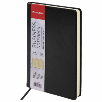 Блокнот А5 (148х218 мм), BRAUBERG "Income", 128 л., гладкий кожзаменитель, клетка, черный, 125208 за 573 ₽. Бизнес-блокноты и бизнес-тетради. Доставка по России. Без переплат!