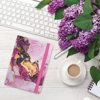 Блокнот с резинкой в клетку 96 л., А5, 145х203 мм, твердая обложка с фольгой, BRAUBERG, "Мрамор", 113731 за 243 ₽. Блокноты в книжном переплете. Доставка по России. Без переплат!