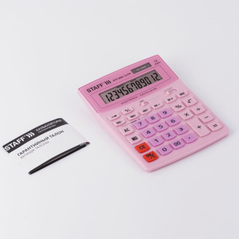 Калькулятор настольный STAFF STF-888-12-PK (200х150 мм) 12 разрядов, двойное питание, РОЗОВЫЙ, 250452 за 696 ₽. Калькуляторы настольные. Доставка по России. Без переплат!
