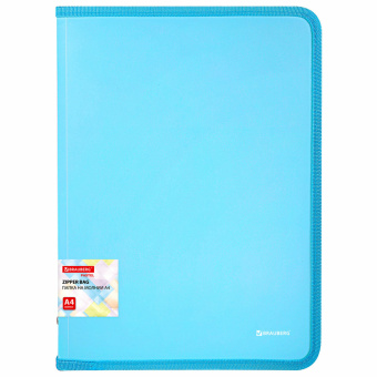 Папка объемная на молнии пластиковая BRAUBERG PASTEL, А4, 330х240 мм, 600 мкм, цвет аквамарин, 271970 за 206 ₽. Папки пластиковые на молнии. Доставка по России. Без переплат!