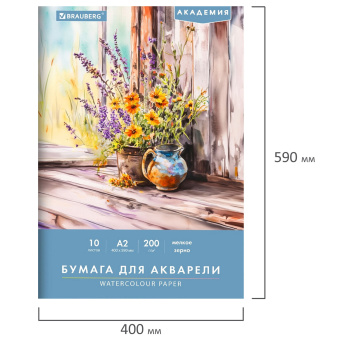 Папка для акварели БОЛЬШАЯ А2, 400х590 мм, 10 листов, 200 г/м2, BRAUBERG АКАДЕМИЯ (ДЭК), "Цветы", 117739 за 304 ₽. Альбомы и бумага для акварели и масла. Доставка по России. Без переплат!