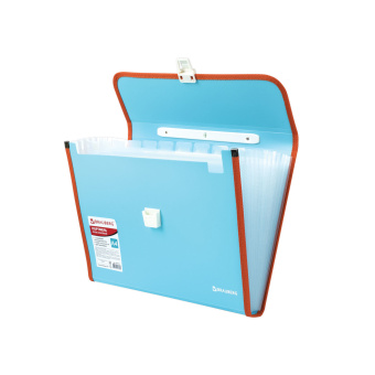 Папка-портфель пластиковая BRAUBERG "JOY", А4 (330х245х35 мм), 13 отделений, с окантовкой, бирюзовая, 227976 за 396 ₽. Портфели пластиковые. Доставка по России. Без переплат!