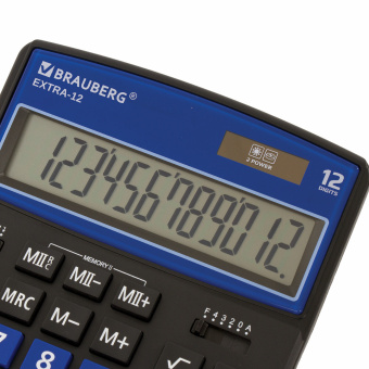 Калькулятор настольный BRAUBERG EXTRA-12-BKBU (206x155 мм), 12 разрядов, двойное питание, ЧЕРНО-СИНИЙ, 250472 за 704 ₽. Калькуляторы настольные. Доставка по России. Без переплат!
