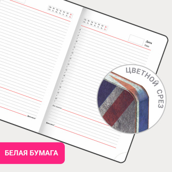 Ежедневник недатированный А5 (138х213 мм), BRAUBERG VISTA, под кожу, гибкий, 136 л., "Great Britain", 112007 за 166 ₽. Ежедневники с покрытием "под кожу и ткань". Доставка по России. Без переплат!