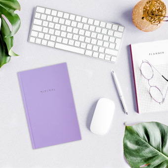 Блокнот А5 134х206 мм, 80 л., твёрдый, клетка, BRAUBERG "Minimal", сиреневый, 116440 за 163 ₽. Блокноты. Доставка по России. Без переплат!