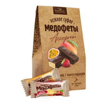 Конфеты-суфле "Медофеты" в глазури, ассорти: манго-маракуйя, лесная клубника, 150 г, БЕРЕСТОВ А.С., УТ-00031666 за 364 ₽. Конфеты в коробках. Доставка по России. Без переплат!