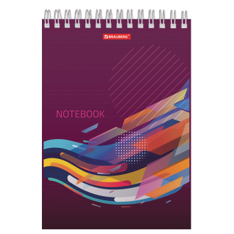 Блокнот А5, 146х205 мм, 60 л., гребень, картон, жесткая подложка, клетка, BRAUBERG, "На волне успеха", 129813 за 68 ₽. Блокноты. Доставка по России. Без переплат!