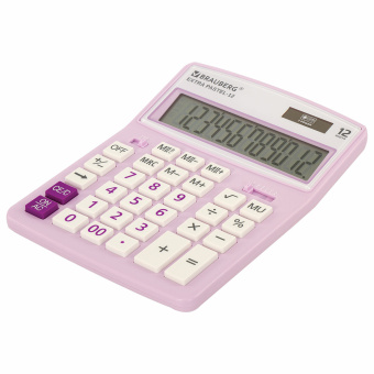 Калькулятор настольный BRAUBERG EXTRA PASTEL-12-PR (206x155 мм), 12 разрядов, двойное питание, СИРЕНЕВЫЙ, 250489 за 988 ₽. Калькуляторы настольные. Доставка по России. Без переплат!