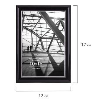 Рамка 10х15 см небьющаяся, багет 14,6 мм, пластик, BRAUBERG "Original Line", черная/серебро, 391233 за 198 ₽. Рамки для дипломов, сертификатов, грамот, фотографий. Доставка по России. Без переплат!