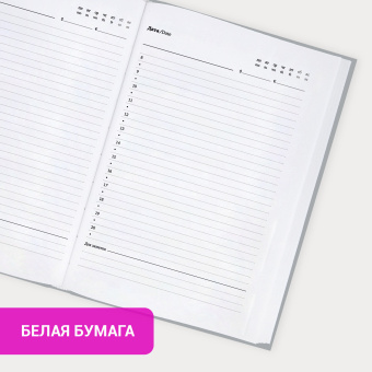 Ежедневник недатированный с резинкой А5 145х203 мм, BRAUBERG, твердый, 160 л, "Minimal", серый, 116302 за 339 ₽. Ежедневники с твердой обложкой. Доставка по России. Без переплат!
