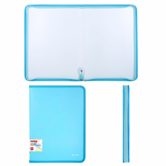 Папка объемная на молнии пластиковая BRAUBERG PASTEL, А4, 330х240 мм, 600 мкм, цвет аквамарин, 271970 за 206 ₽. Папки пластиковые на молнии. Доставка по России. Без переплат!