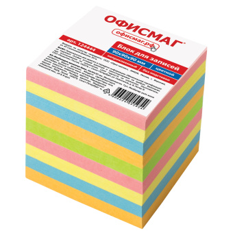 Блок для записей ОФИСМАГ непроклеенный, куб 9х9х9 см, цветной, 124444 за 198 ₽. Блоки для записей. Доставка по России. Без переплат!