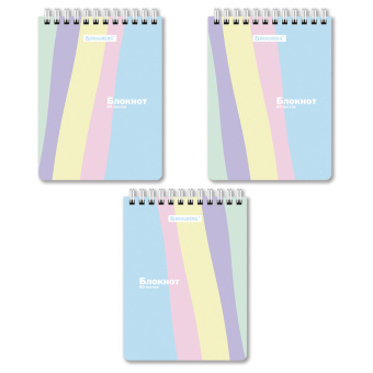 Блокнот МАЛЫЙ ФОРМАТ А6 108х145 мм, 60 л., гребень, картон, клетка, кросс-серия "PASTEL", BRAUBERG, 117033 за 38 ₽. Блокноты. Доставка по России. Без переплат!
