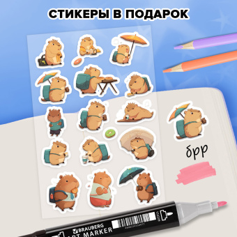 Скетчбук, слоновая кость 140 г/м2, 130х210 мм, 80 л., софт-тач, резинка, наклейки, FUNSTER (ФАНСТЕР), "Капибары", 117782 за 329 ₽. Альбомы, скетчбуки и бумага для графики и эскизов. Доставка по России. Без переплат!