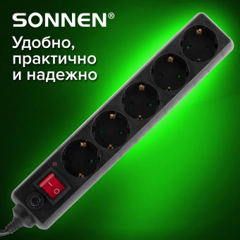 Сетевой фильтр SONNEN U-3518, 5 розеток, с заземлением, выключатель, 10 А, 1,8 м, черный, 513488 за 596 ₽. Сетевые фильтры. Доставка по России. Без переплат!