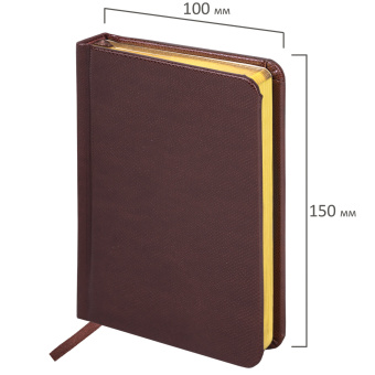 Ежедневник недатированный МАЛЫЙ ФОРМАТ А6, 100х150 мм, BRAUBERG "Iguana", кожзам, 160 л., темно-коричневый, 125105 за 361 ₽. Ежедневники с покрытием "под кожу и ткань". Доставка по России. Без переплат!