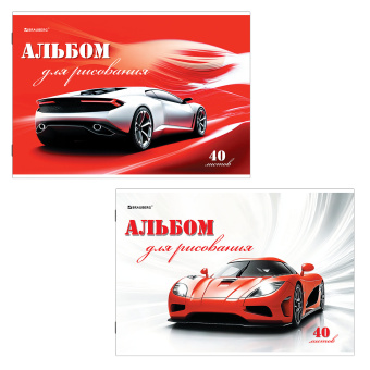Альбом для рисования, А4, 40 листов, скоба, обложка картон, BRAUBERG, 200х283 мм, "Автостиль" (2 вида), 102852 за 64 ₽. Альбомы и папки для рисования. Доставка по России. Без переплат!