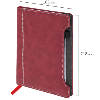 Блокнот А5 165x218 мм, BRAUBERG "Perfect", под кожу софт-тач, держатель для ручки, 80 листов, клетка, бордовый, 116616 за 382 ₽. Бизнес-блокноты и бизнес-тетради. Доставка по России. Без переплат!