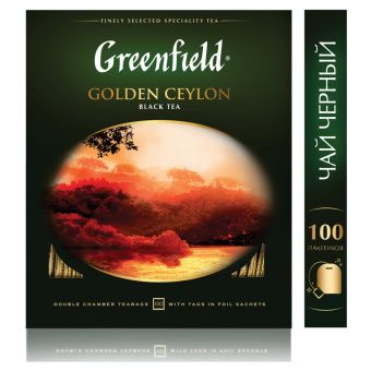 Чай GREENFIELD "Golden Ceylon" черный цейлонский, 100 пакетиков в конвертах по 2 г, 0581 за 427 ₽. Чай пакетированный. Доставка по России. Без переплат!