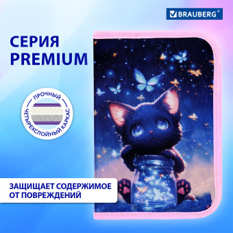 Пенал BRAUBERG с наполнением, 1 отделение, 1 откидная планка, 24 предмета, 21х14 см, "Кот с бабочками", 273530 за 622 ₽. Пеналы с наполнением. Доставка по России. Без переплат!