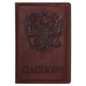 Обложка для паспорта STAFF, полиуретан под кожу, "ГЕРБ", коричневая, 237604 за 112 ₽. Обложки для паспорта. Доставка по России. Без переплат!