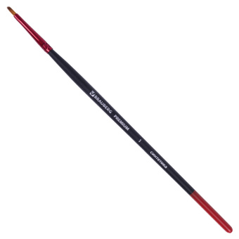 Кисть синтетика, плоская № 1, BRAUBERG PREMIUM, 201010 за 60 ₽. Кисти для рисования. Доставка по России. Без переплат!