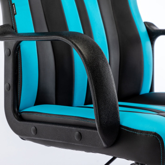 Кресло компьютерное BRABIX "Stripe GM-202", экокожа, черное/голубое, 532509 за 7&nbsp;197 ₽. Кресла игровые. Доставка по России. Без переплат!