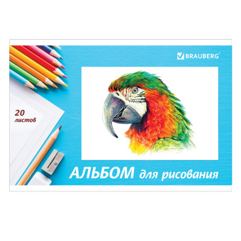Альбом для рисования, А4, 20 л., скоба, обложка картон, BRAUBERG, 200х283 мм, "Я рисую мир" (2 вида), 104872 за 39 ₽. Альбомы и папки для рисования. Доставка по России. Без переплат!