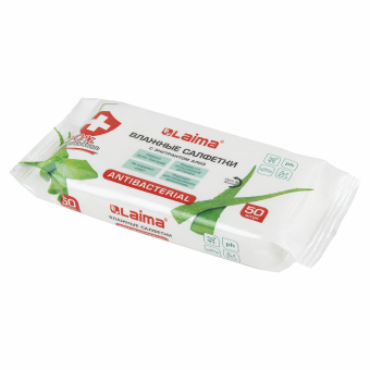 Салфетки влажные 50 шт., АНТИБАКТЕРИАЛЬНЫЕ, с экстрактом алоэ, LAIMA "Antibacterial", 125959 за 72 ₽. Салфетки влажные. Доставка по России. Без переплат!