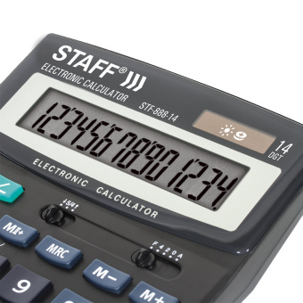 Калькулятор настольный STAFF STF-888-14 (200х150 мм), 14 разрядов, двойное питание, 250182 за 924 ₽. Калькуляторы настольные. Доставка по России. Без переплат!