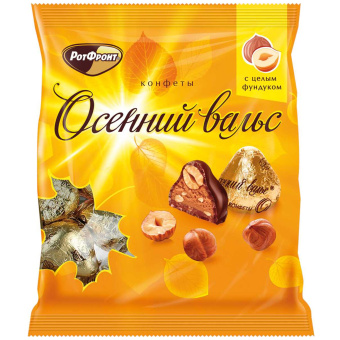 Конфеты шоколадные РОТ ФРОНТ "Осенний вальс" с цельным фундуком, 250 г, пакет, РФ03933 за 274 ₽. Конфеты фасованные. Доставка по России. Без переплат!