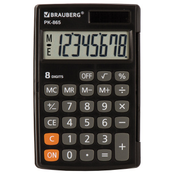 Калькулятор карманный BRAUBERG PK-865-BK (120x75 мм), 8 разрядов, двойное питание, ЧЕРНЫЙ, 250524 за 442 ₽. Калькуляторы карманные. Доставка по России. Без переплат!