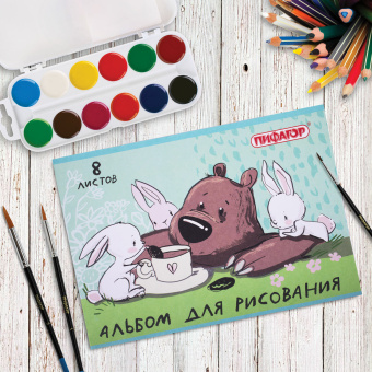 Альбом для рисования А4 8 л., скоба, обложка офсет, ПИФАГОР, 203х288 мм, "Непоседы" (2 вида), 106686 за 23 ₽. Альбомы и папки для рисования. Доставка по России. Без переплат!