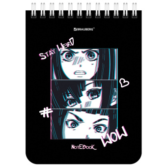 Блокнот МАЛЫЙ ФОРМАТ А6, 108х145 мм, 40 л., гребень, картон, клетка, BRAUBERG, "Anime emotions", 114392 за 18 ₽. Блокноты. Доставка по России. Без переплат!