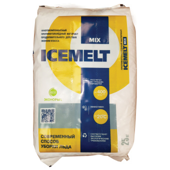 Реагент антигололедный 25 кг, ICEMELT Mix, до -20С, хлористый натрий, мешок за 1 927 ₽. Антигололедные реагенты. Доставка по России. Без переплат!