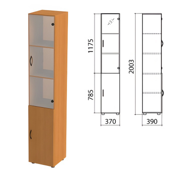 Шкаф закрытый со стеклом "Фея", 370х390х2000 мм, цвет орех милан (КОМПЛЕКТ) за 15&nbsp;310 ₽. Набор мебели "Фея". Доставка по России. Без переплат!