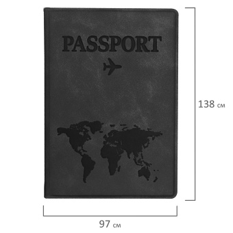 Обложка для паспорта "Passport Map", мягкая экокожа, графитовая, STAFF, 238875 за 110 ₽. Обложки для паспорта. Доставка по России. Без переплат!