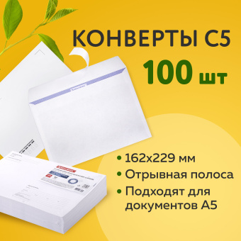 Конверты С5 (162х229 мм), отрывная лента, Куда-Кому, внутренняя запечатка, 80 г/м2, КОМПЛЕКТ 100 шт., BRAUBERG, 112188 за 408 ₽. Конверты почтовые. Доставка по России. Без переплат!