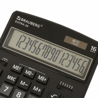 Калькулятор настольный BRAUBERG EXTRA-16-BK (206x155 мм), 16 разрядов, двойное питание, ЧЕРНЫЙ, 250475 за 878 ₽. Калькуляторы настольные. Доставка по России. Без переплат!