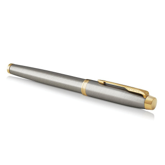 Ручка перьевая PARKER "IM Core Brushed Metal GT", серебристый матовый лак, позолота, синяя, 1931649 за 5&nbsp;890 ₽. Ручки перьевые подарочные. Доставка по России. Без переплат!