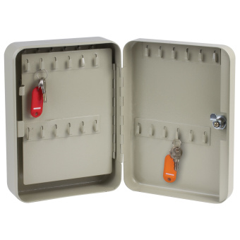 Шкафчик (Ключница) на 48 ключей BRAUBERG, 250х180х80 мм, с замком, + 48 брелоков, серый, 290338 за 1&nbsp;611 ₽. Шкафчики и панели для ключей. Доставка по России. Без переплат!