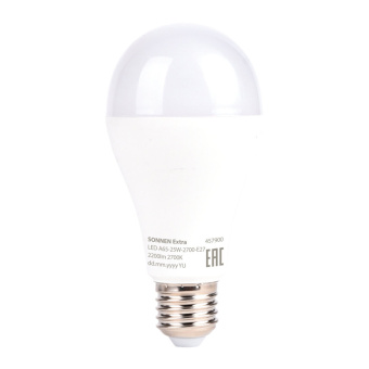 Лампа светодиодная SONNEN EXTRA, 25 (200) Вт, Е27, груша, теплый белый, 30000 часов, LED A65-25W-2700-Е27, 457900 за 158 ₽. Лампы светодиодные. Доставка по России. Без переплат!