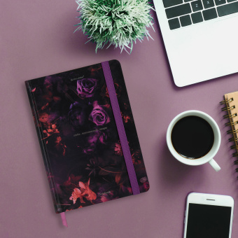 Блокнот с резинкой в клетку 96 л., А5 145х203 мм, твердая обложка с фольгой, BRAUBERG, "Цветы", 116327 за 243 ₽. Блокноты в книжном переплете. Доставка по России. Без переплат!